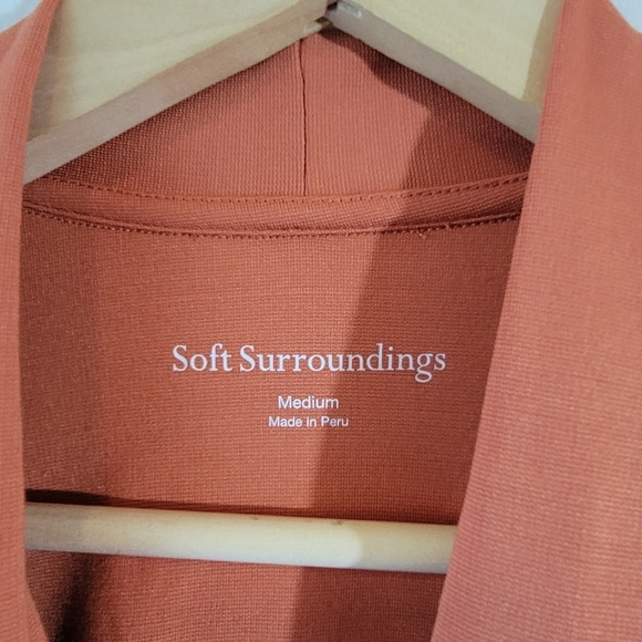 Soft Surroundings Women's Orange Jersey Knit Blouse Sz M V-neck Long Sleeve Fall - Picture 8 of 10